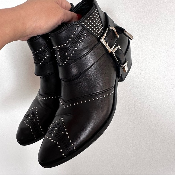 Anine Bing Bianca Leather Stud Black Ankle Boots EU38 - Picture 6 of 11